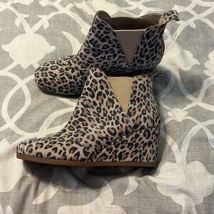 Cheetah print wedge booties